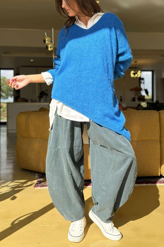  Big Softie Super Slant Knit Jumper Sapphire 